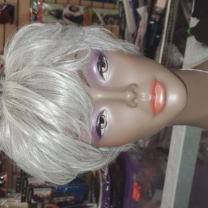 WIG by Hairdo. Silver gray short sassy feather cut design by celebrity stylist